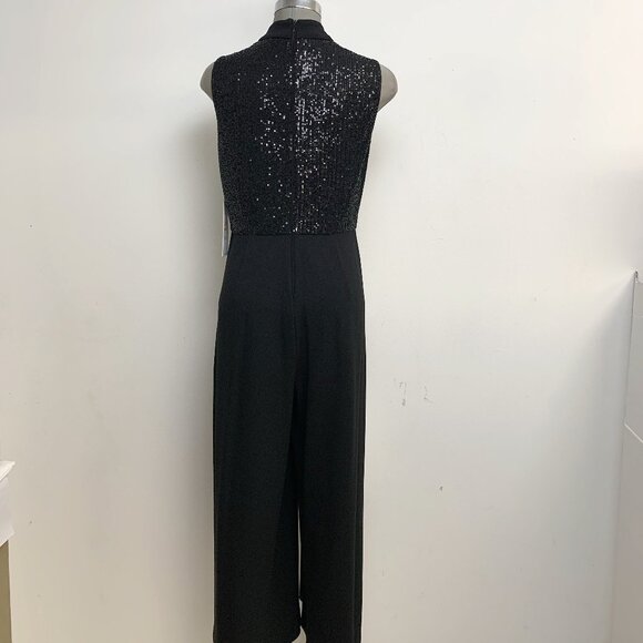 NEW Calvin Klein Elegant Jumpsuit Black Sequined Top Formal Party Romper - Picture 5 of 6